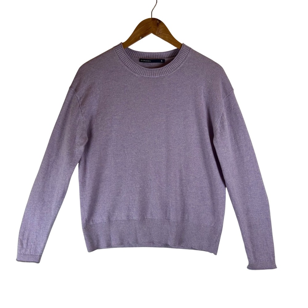 B. Draddy Womens Lavender 100% Scottish Cashmere Crewneck Sweater Purple Small
